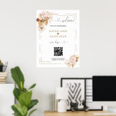 Pampas Grass Floral QR Code Mariage Affiche de bie (Bureau à domicile)