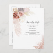 Pampas grass Floral Script Save the Date Aankondigingskaart (Voorkant / Achterkant)