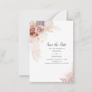 Pampas grass Floral Script Weddenschap Save the Da Notitiekaartje