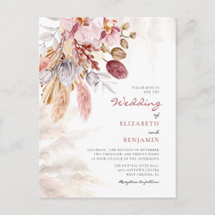 Pampas Grass Floral Tan Terracotta Wedding Uitnodiging Briefkaart