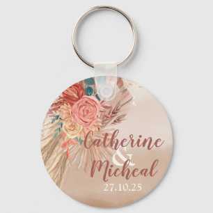 Pampas Grass Floral Terracotta Boho Chic Wedding Sleutelhanger