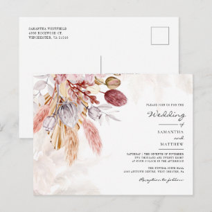 Pampas Grass Floral Terracotta Rustic Wedding Uitnodiging Briefkaart