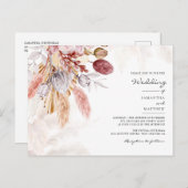 Pampas Grass Floral Terracotta Rustic Wedding Uitnodiging Briefkaart (Voorkant / Achterkant)