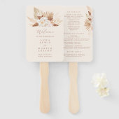 Pampas Grass Floral Terracotta Wedding Programme Handwaaier (Voorkant en achterkant)