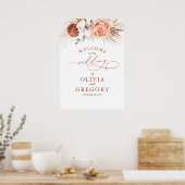 Pampas Grass Floral Terracotta Wedding Welkom Poster (Keuken)