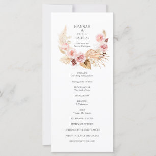 Pampas Grass Floral waterverf Wedding Programme