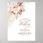 Pampas Grass Floral Weddenschap Welkomstteken Poster (Voorkant)