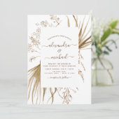 Pampas Grass Foto Bohemian Boho Wedding Kaart (Staand voorkant)