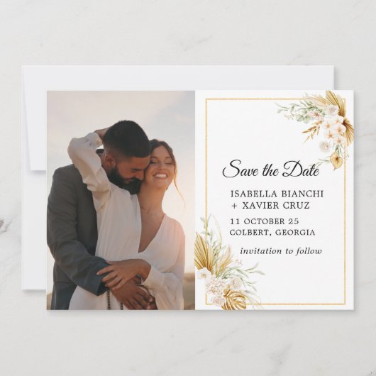 Pampas Grass Fotobruiloft Save The Date (Voorkant)