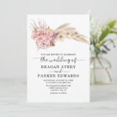 Pampas Grass Gedroogd Bloemen Roos en Paarse Bruil Kaart (Staand voorkant)