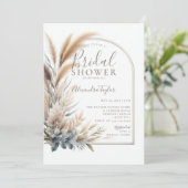 Pampas Grass Gedroogde Bloemen Boho Arch Vrijgezel Kaart (Staand voorkant)