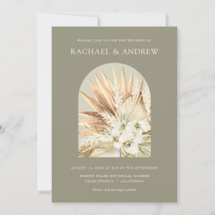 Pampas Grass Gedroogde Bloemen Moderne Moss Green Kaart