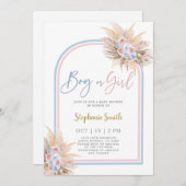 Pampas Grass Gender Reopenbaart Uitnodiging (Voorkant / Achterkant)