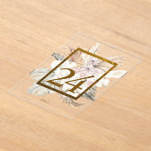 Pampas Grass Gold Boho Acryl Tafelnummer Uitnodigingen (Laagn)