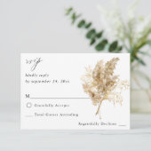 Pampas Grass & Gold Boho no Meal RSVP (Staand voorkant)
