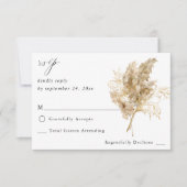 Pampas Grass & Gold Boho no Meal RSVP Kaartje (Voorkant)