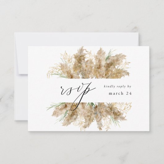 Pampas Grass & Gold Boho w Repas RSVP (Devant)