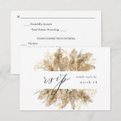 Pampas Grass & Gold Boho w Repas RSVP (Devant / Derrière)
