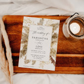 Pampas Grass & Gold Boho Wedding Kaart
