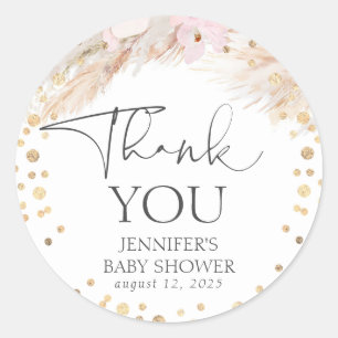 Pampas Grass Gold Confetti Hartelijk dank Ronde Sticker