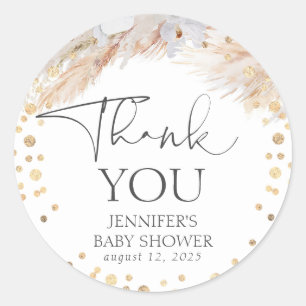 Pampas Grass Gold Confetti Hartelijk dank Ronde Sticker
