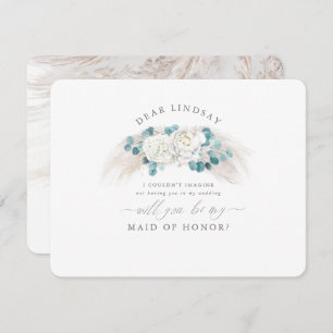 Pampas Grass Groen Bruidsmeisje Voorstel Kaart