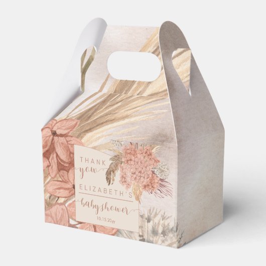 Pampas Grass | Hydrangeas Baby shower Hartelijk da Bedankdoosjes (Voorkant Zijde)