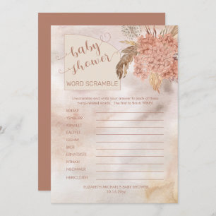 Pampas Grass  Hydrangeas Baby shower Word Scramble Kaart