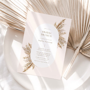 Pampas Grass Lijst Beige Bridal Shower Invitation Kaart