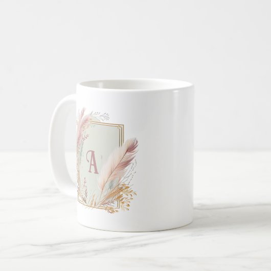 Pampas Grass Lijst met Monogram Mok Gift Idee (Voorkant links)