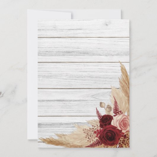 Pampas Grass Mariage Pays Chic Invitation (Dos)