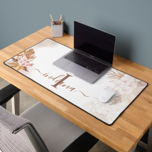 Pampas Grass Monogram Terracotta Naam Aangepast Bureaumat