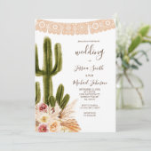 Pampas Grass Muted Tones Wedding Invitation Kaart (Staand voorkant)