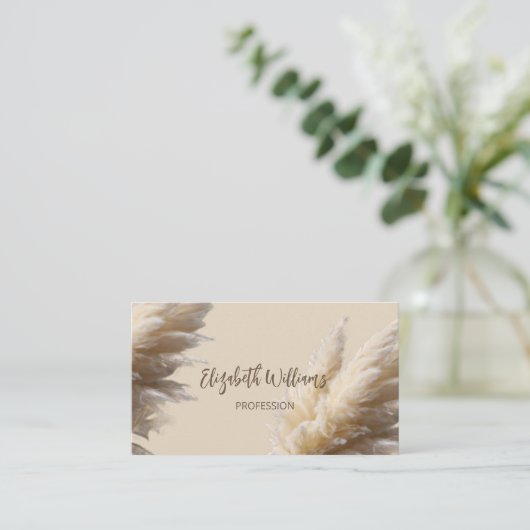 Pampas Grass Photo Realistic | QR-code Visitekaartje (Staand voorkant)