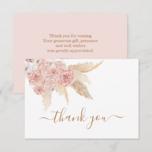 Pampas Grass Pink boho bedankt voor de briefkaarte Notitiekaartje