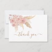 Pampas Grass Pink boho merci Note Cartes (Devant)