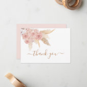Pampas Grass Pink boho merci Note Cartes (Devant/Arrière en situation)