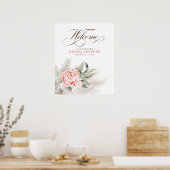 Pampas Grass Pink Floral Botanical Welcome Sign Poster (Keuken)