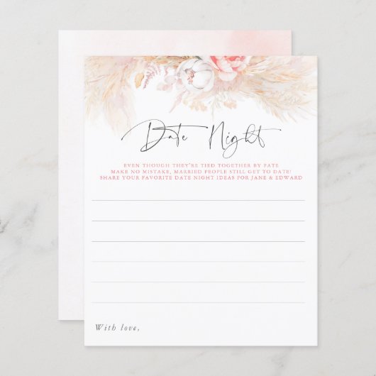 Pampas Grass Pink Floral Date Night Idees (Voorkant / Achterkant)