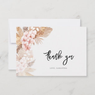 Pampas Grass Pink Floral Script Vrijgezellenfeest Bedankkaart