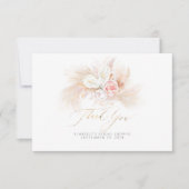 Pampas Grass Pink Floral Small Hartelijk dank Bedankkaart (Voorkant)