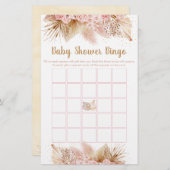 Pampas Grass Pink Gold Baby shower Bingo (Voorkant / Achterkant)