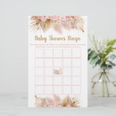 Pampas Grass Pink Gold Baby shower Bingo (Staand voorkant)