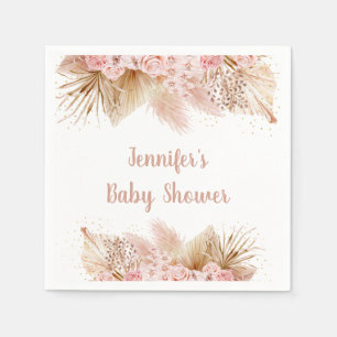 Pampas Grass Pink Gold Floral Baby shower Servet