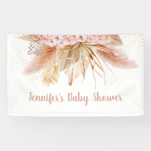 Pampas Grass Pink Gold Floral Baby shower Spandoek