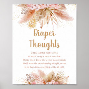 Pampas Grass Pink Gold Floral Diaper over Baby Ged Poster