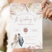 Pampas Grass QR Code Alles In Een Boho Bruiloft Kaart