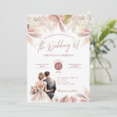 Pampas Grass QR Code RSVP Bruiloft Boho Uitnodigin Kaart (Staand voorkant)