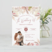 Pampas Grass QR Code RSVP Bruiloft Boho Uitnodigin Kaart (Staand voorkant)