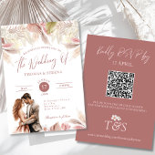 Pampas Grass QR Code RSVP Mariage Boho Invitation